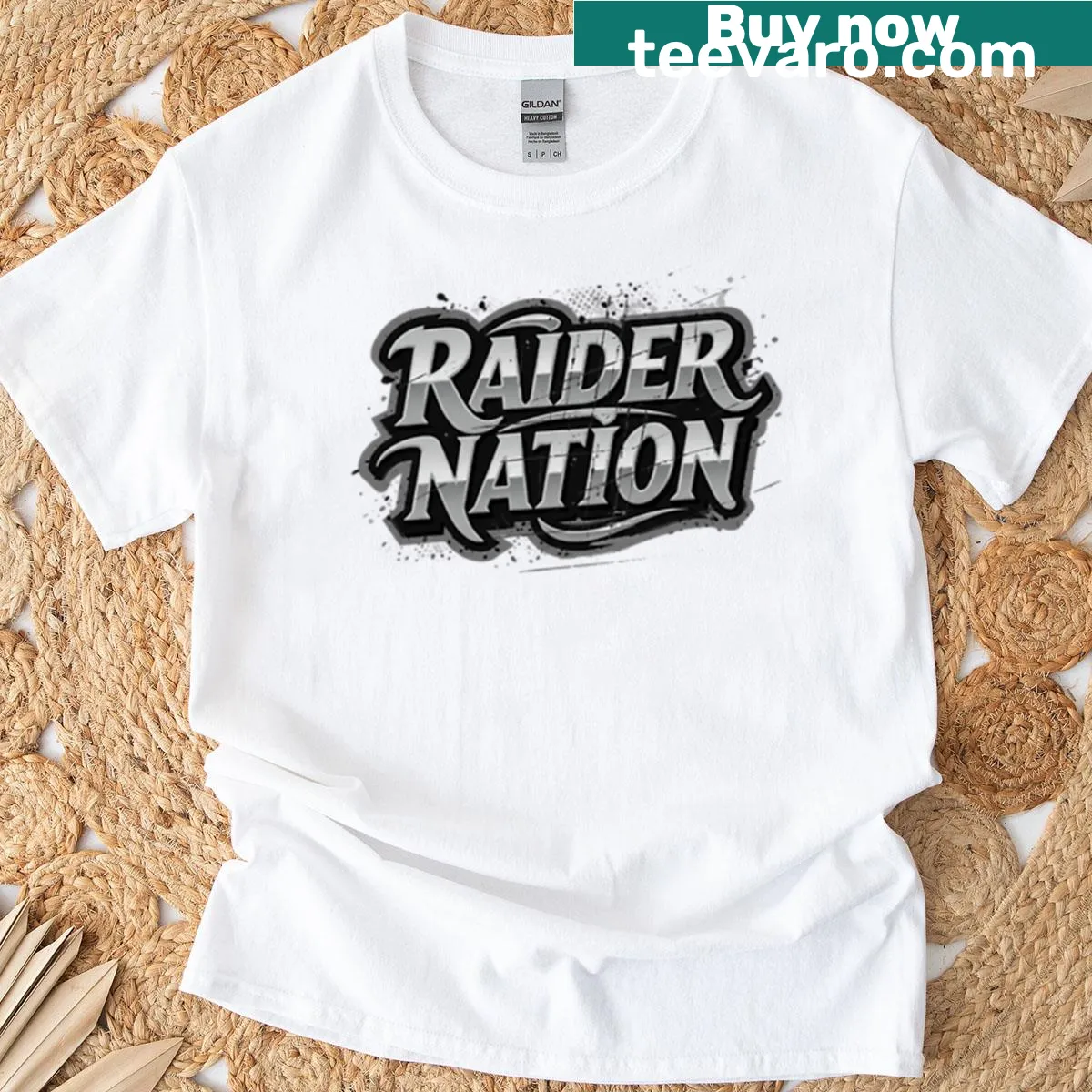 Exclusive T-shirt featuring Raider Nation design from Vegas — on a men's t-shirt