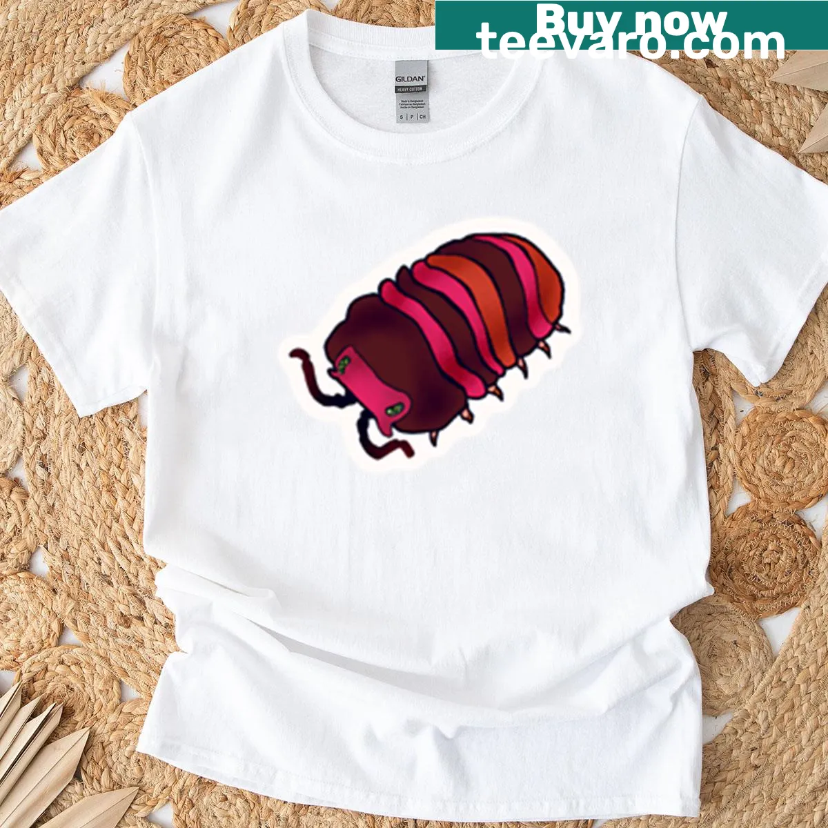 Adorable illustration t-shirt featuring a roly-poly bug — on a men's t-shirt