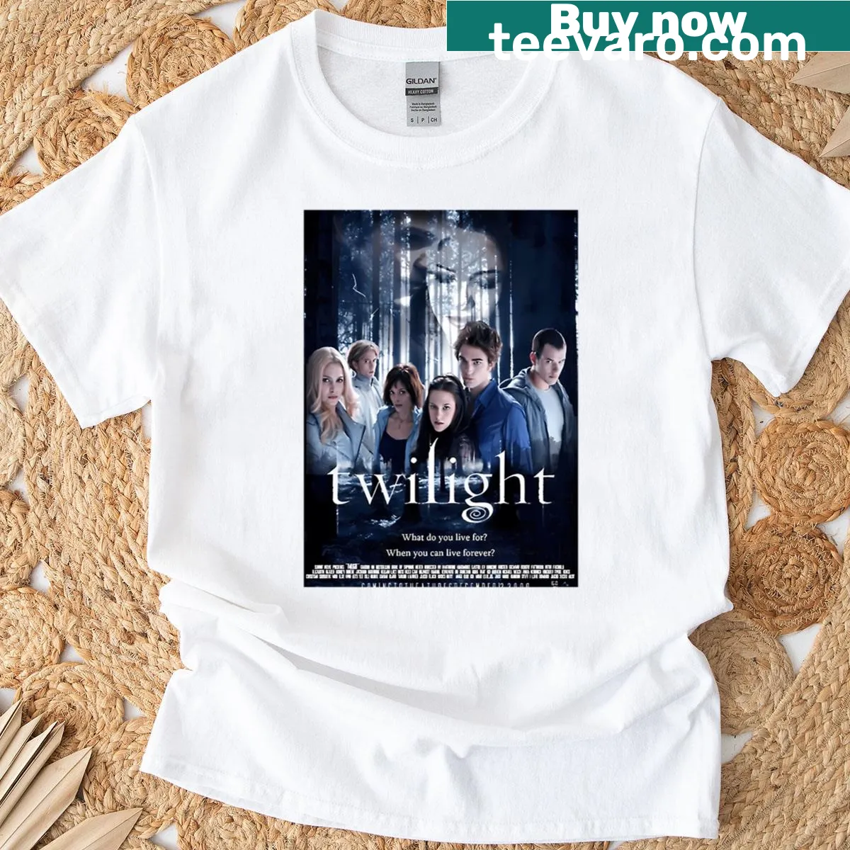 Retro T-shirt with wolves and vampires in a romantic design — on a men's t-shirt