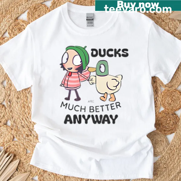 Cartoon T-shirt featuring Sarah and Duck in playful design