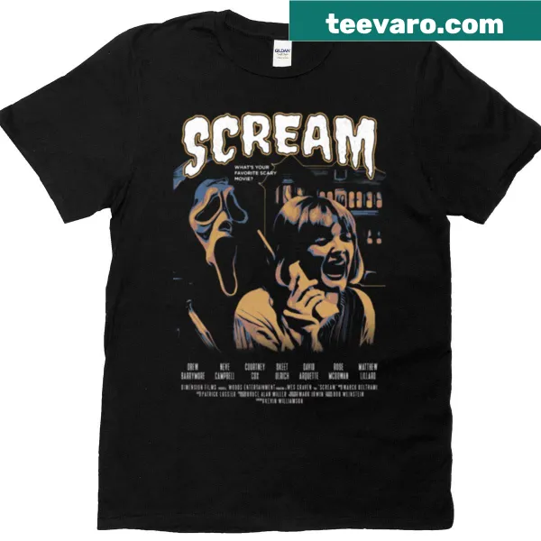 Vintage-style graphic of Scream movie on a T-shirt