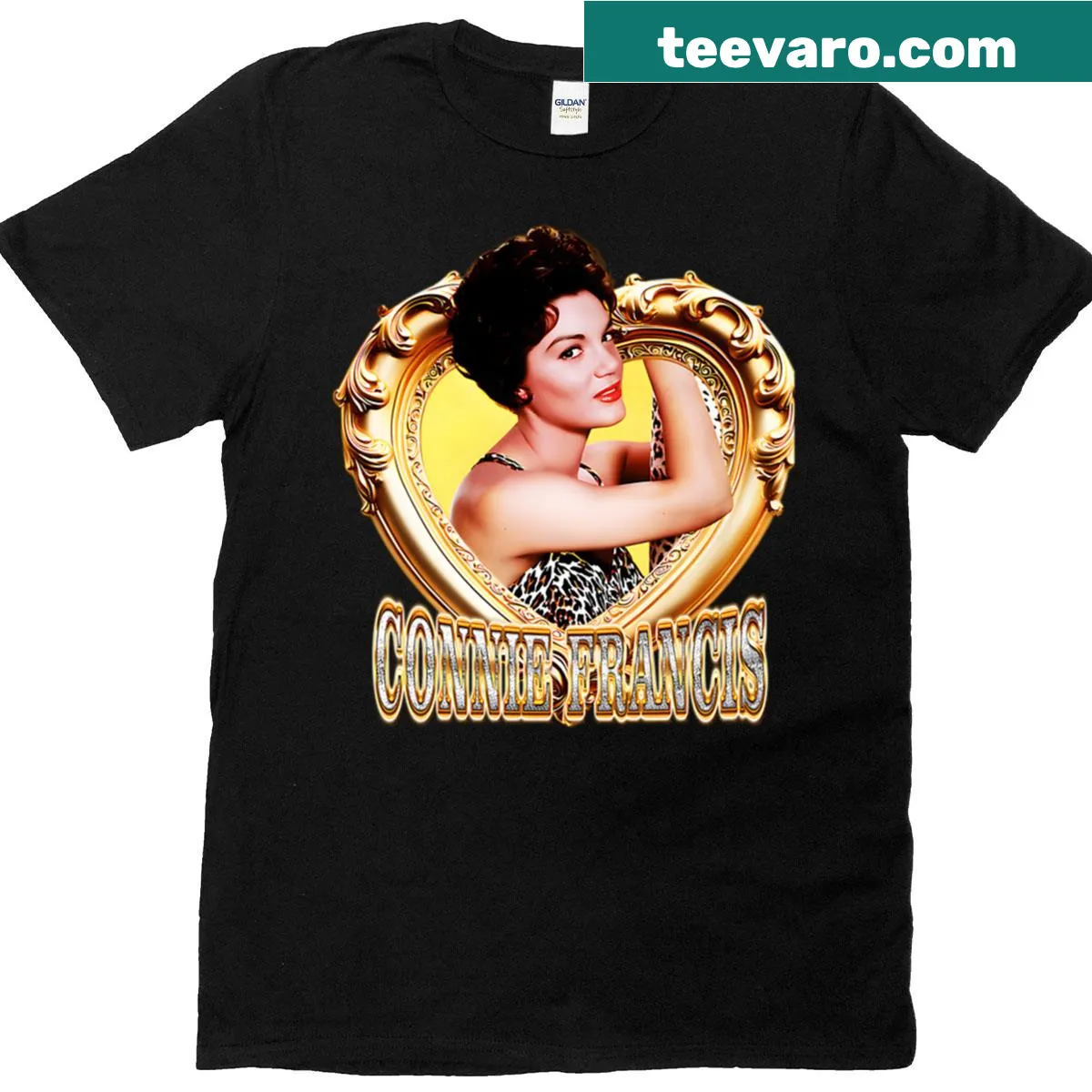 Pop art-inspired shirt featuring a framed design of a singer and love — on a men's t-shirt