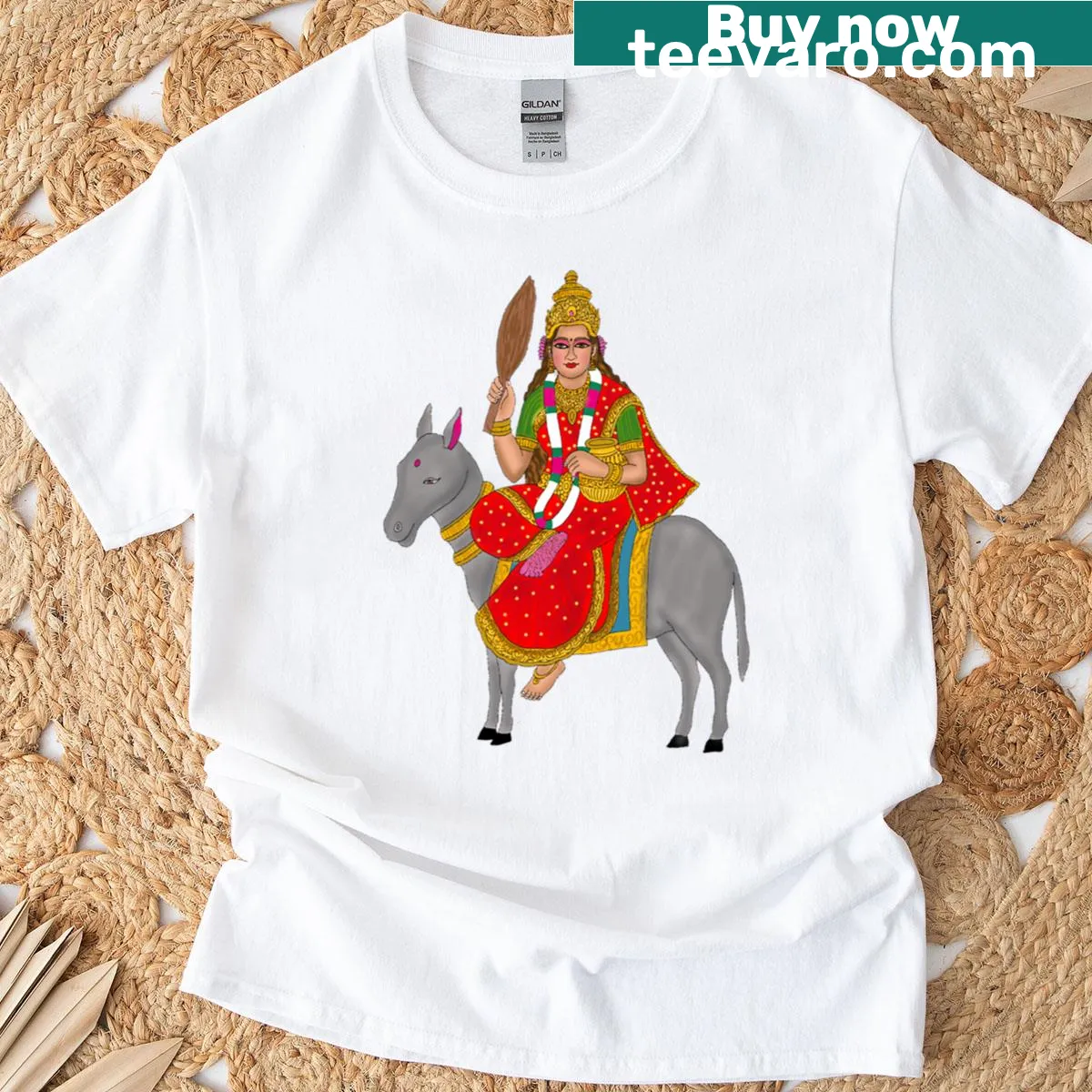 Sheetla Mata digital painting on a spiritual t-shirt — on a men's t-shirt
