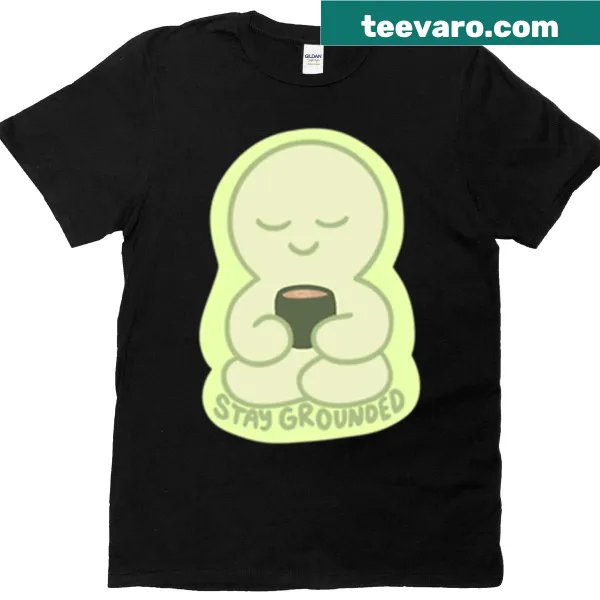 Kawaii Smiski character graphic on T-shirt promoting positivity.