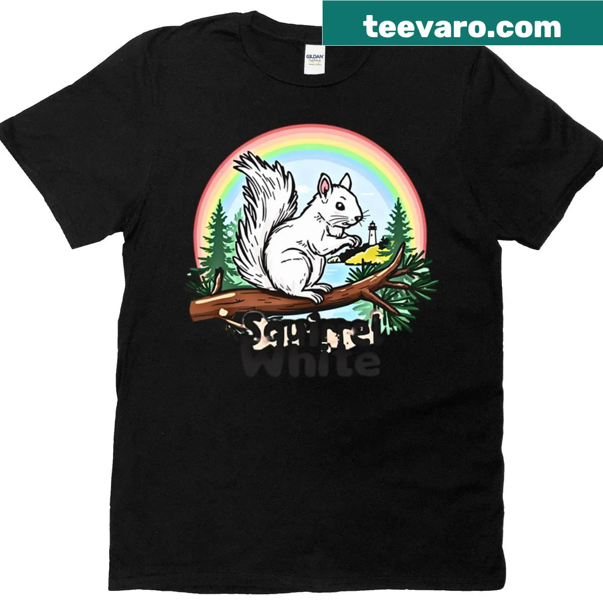 Cute animal art t-shirt featuring an adorable squirrel illustration — on a men's t-shirt