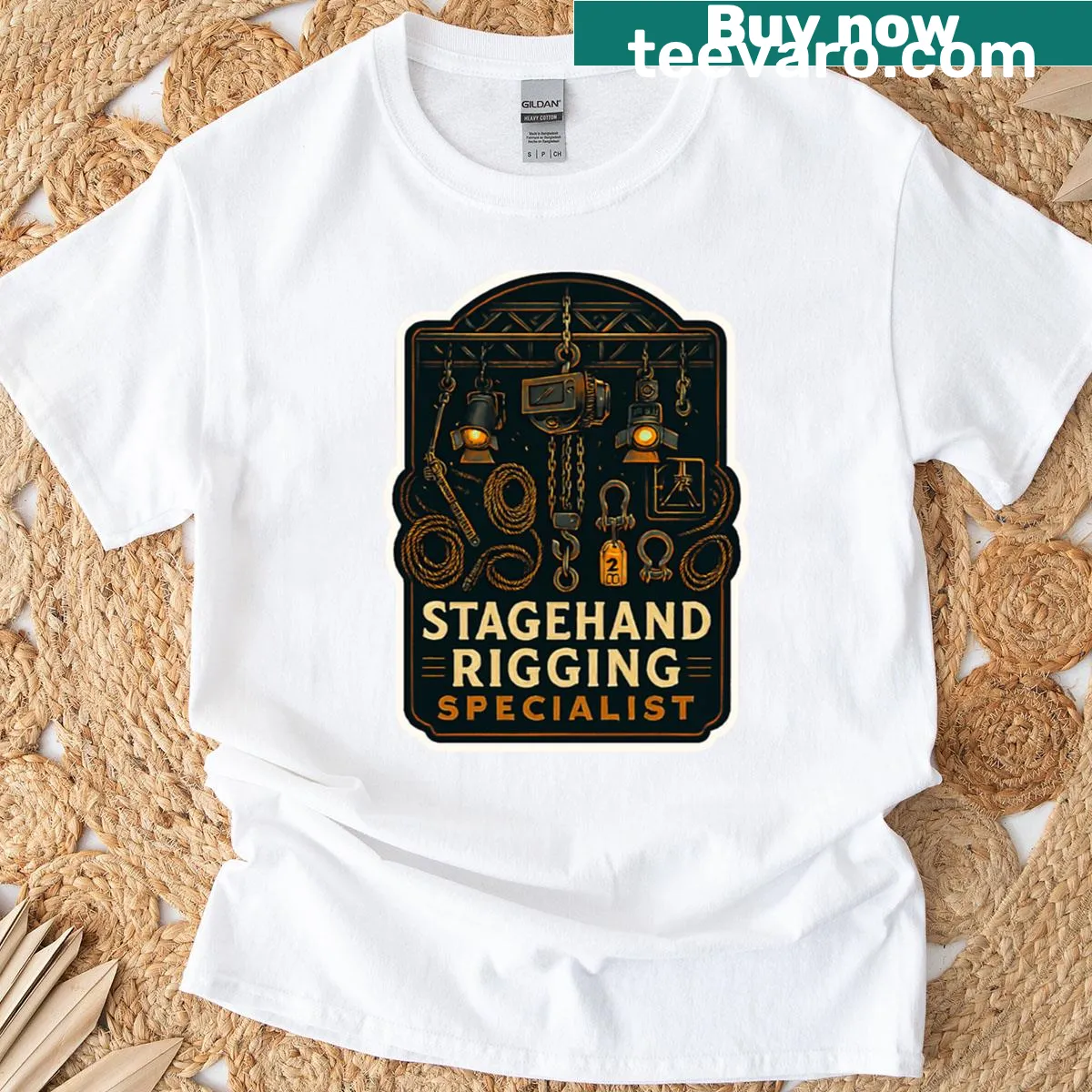 Rigging specialist badge graphic on a t-shirt — on a men's t-shirt