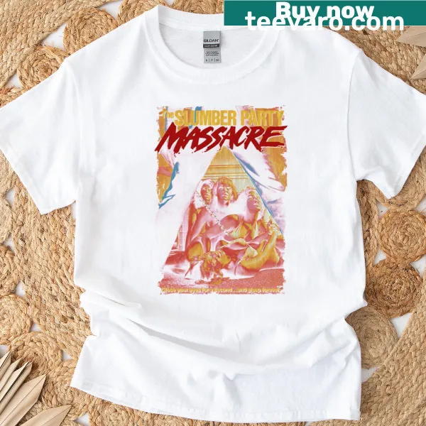Line-art graphic t-shirt celebrating slasher films