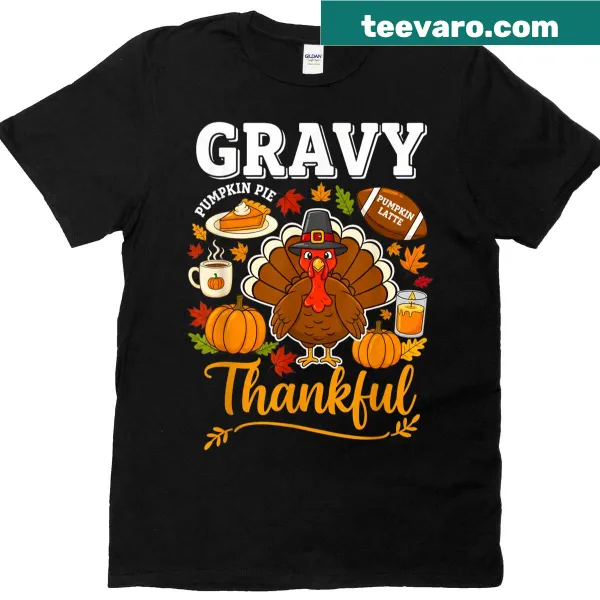 Humorous Thanksgiving turkey t-shirt with playful graphics and gratitude message