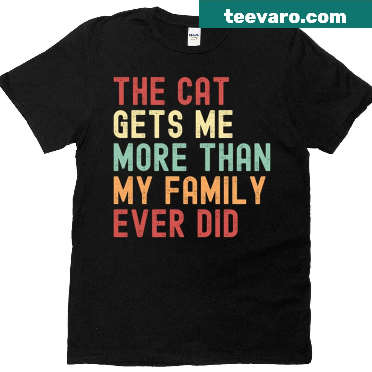 Funny typography T-shirt for cat lovers with a humorous quote — on a men's t-shirt