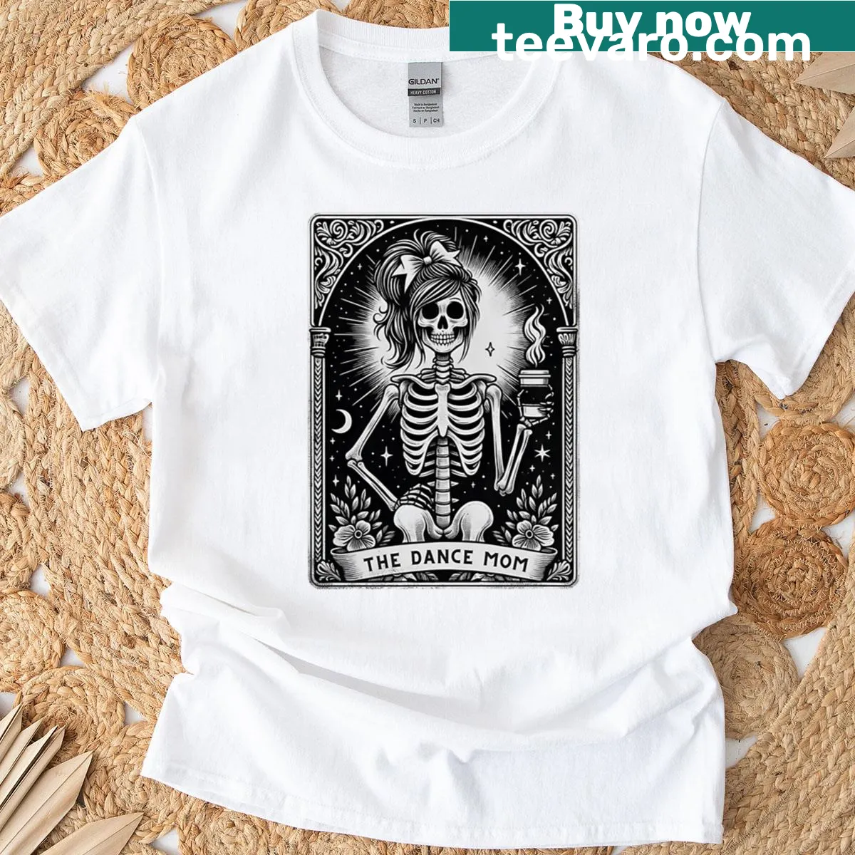 Whimsical Dance Mom Tarot Card T-shirt with playful graphic — on a men's t-shirt