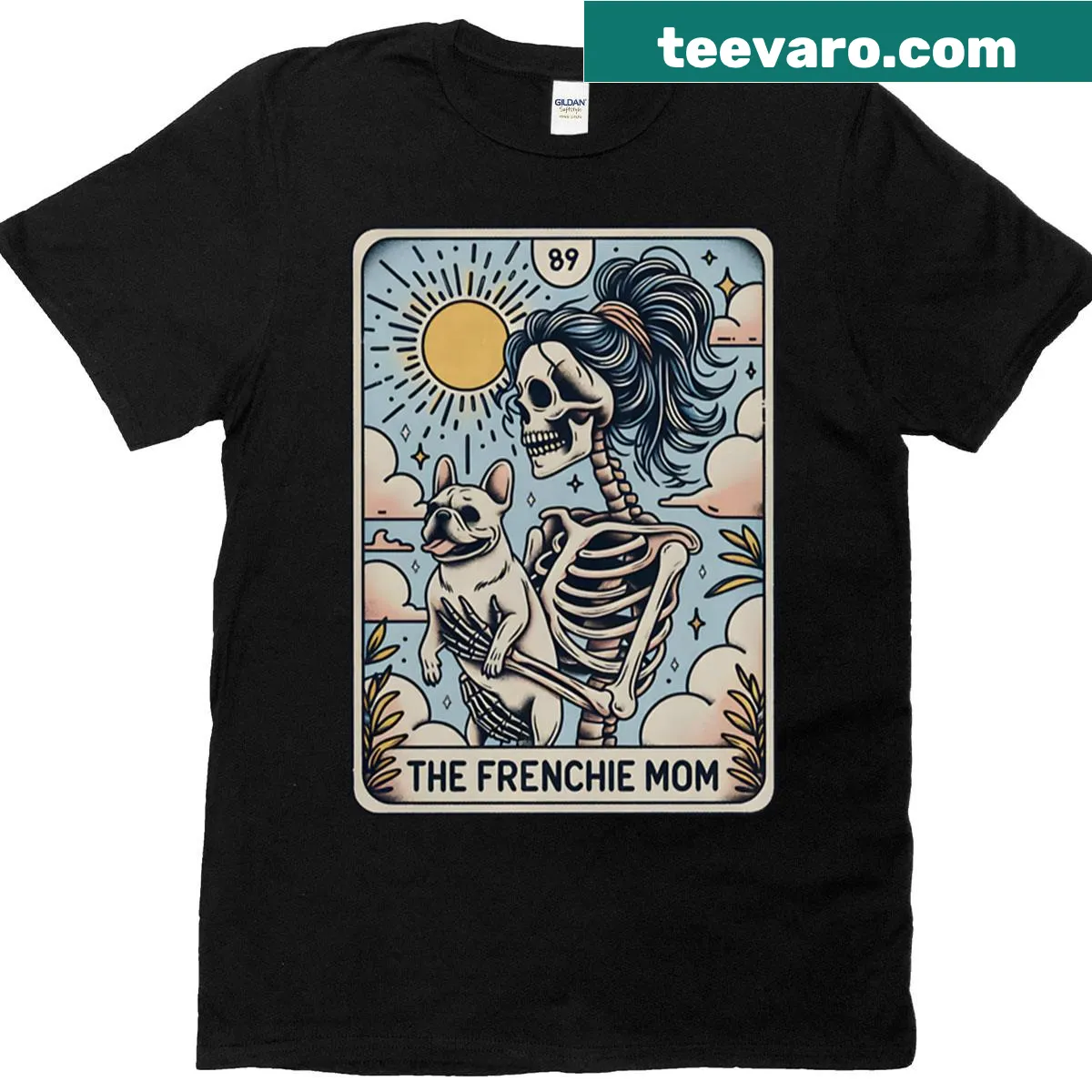 Tarot card-inspired graphic featuring a French Bulldog — on a men's t-shirt