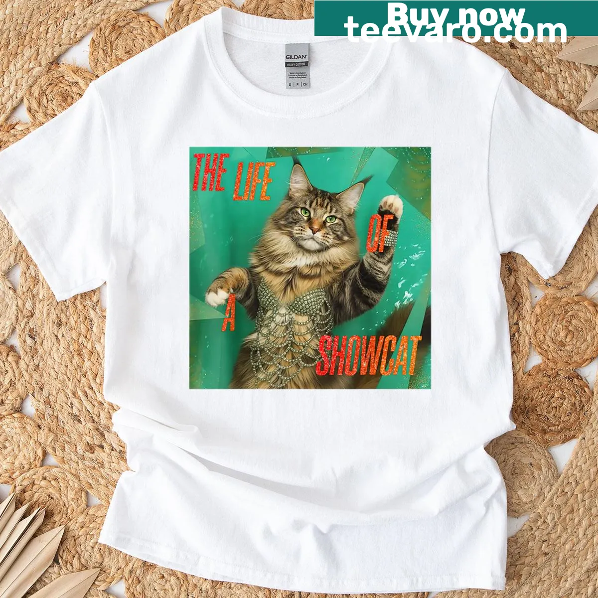 Funny showcat graphic emphasizing the life of a pampered cat — on a men's t-shirt