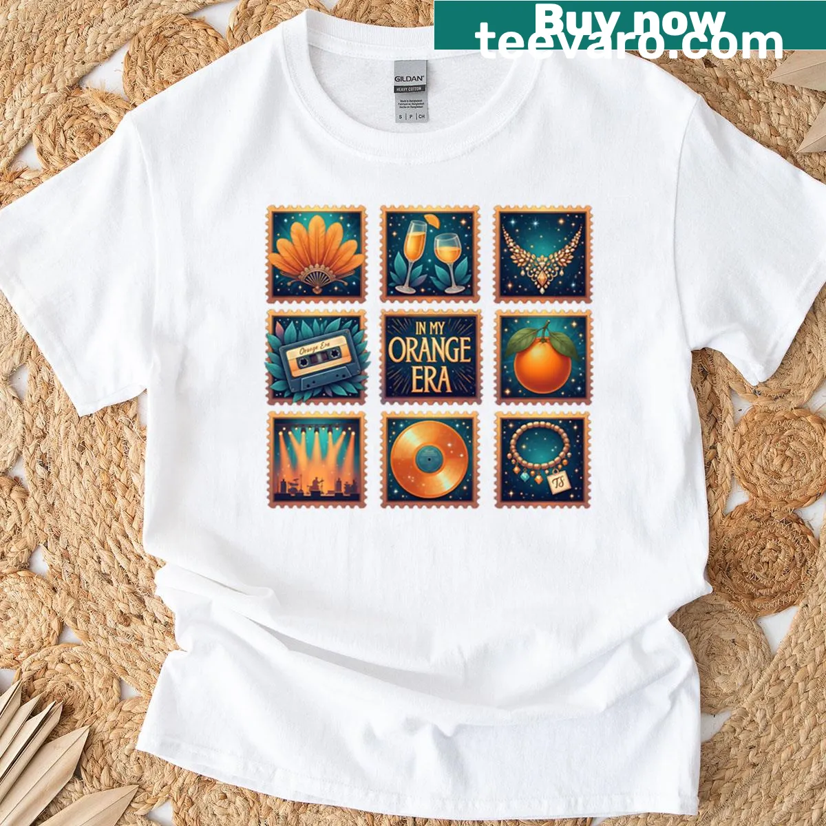 Illustrative showgirl-themed graphic on T-shirt — on a men's t-shirt