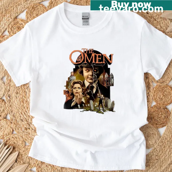 T-shirt featuring a design inspired by The Omen horror film