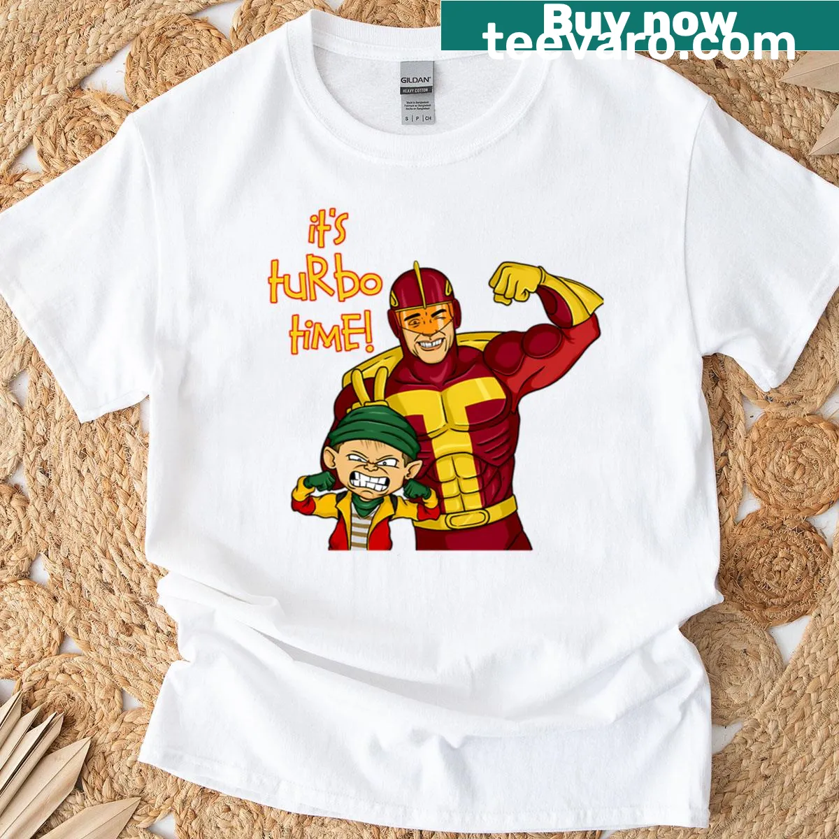Energetic tee featuring a bold Turbo Time graphic — on a men's t-shirt