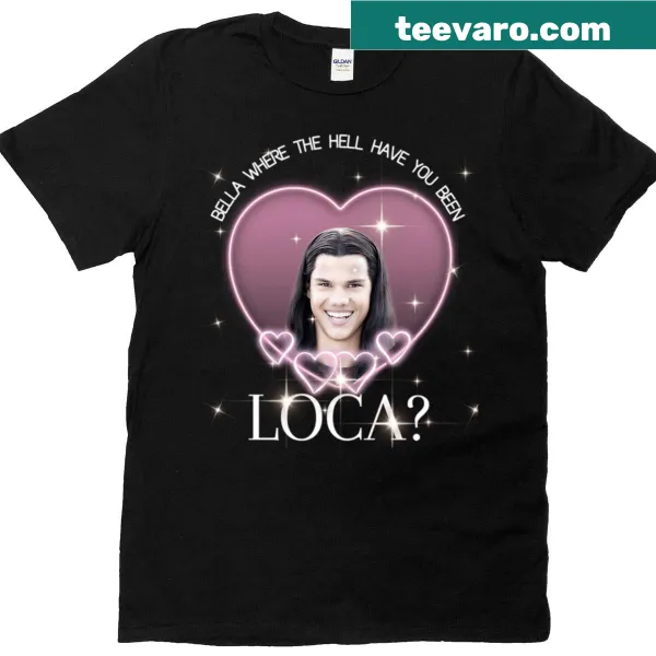 Illustrative vampires and wolves T-shirt with a romantic theme.