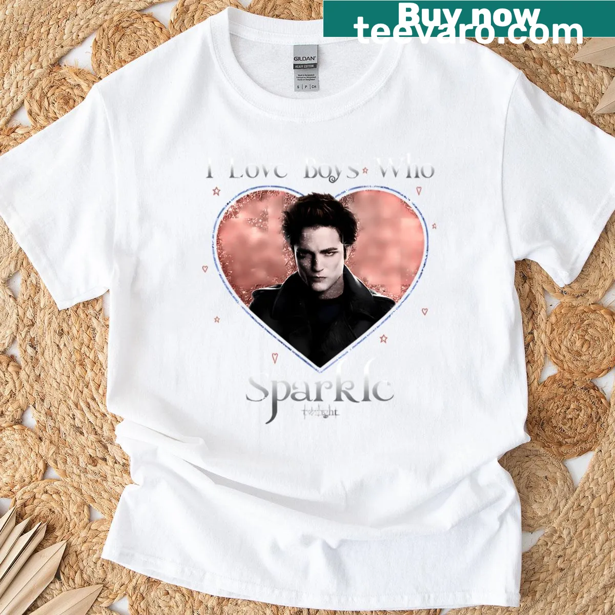 Vintage distressed tee featuring retro wolves and vampires in a movie theme. — on a men's t-shirt
