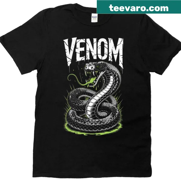 Comic typography t-shirt featuring Venom design in bold letters
