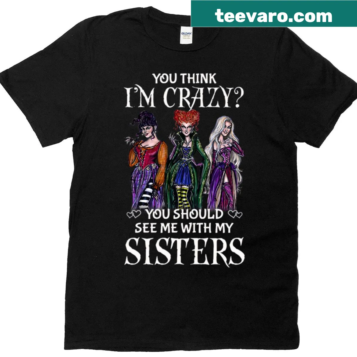 Funny T-shirt featuring retro witch graphics from 80s and 90s movies. — on a men's t-shirt