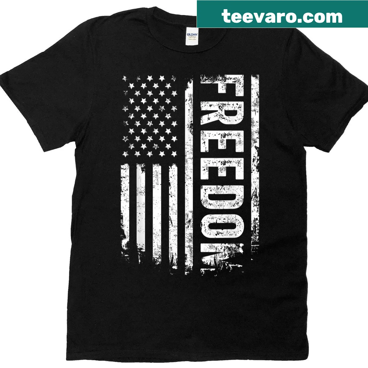 Vintage American flag design t-shirt with grunge style — on a men's t-shirt