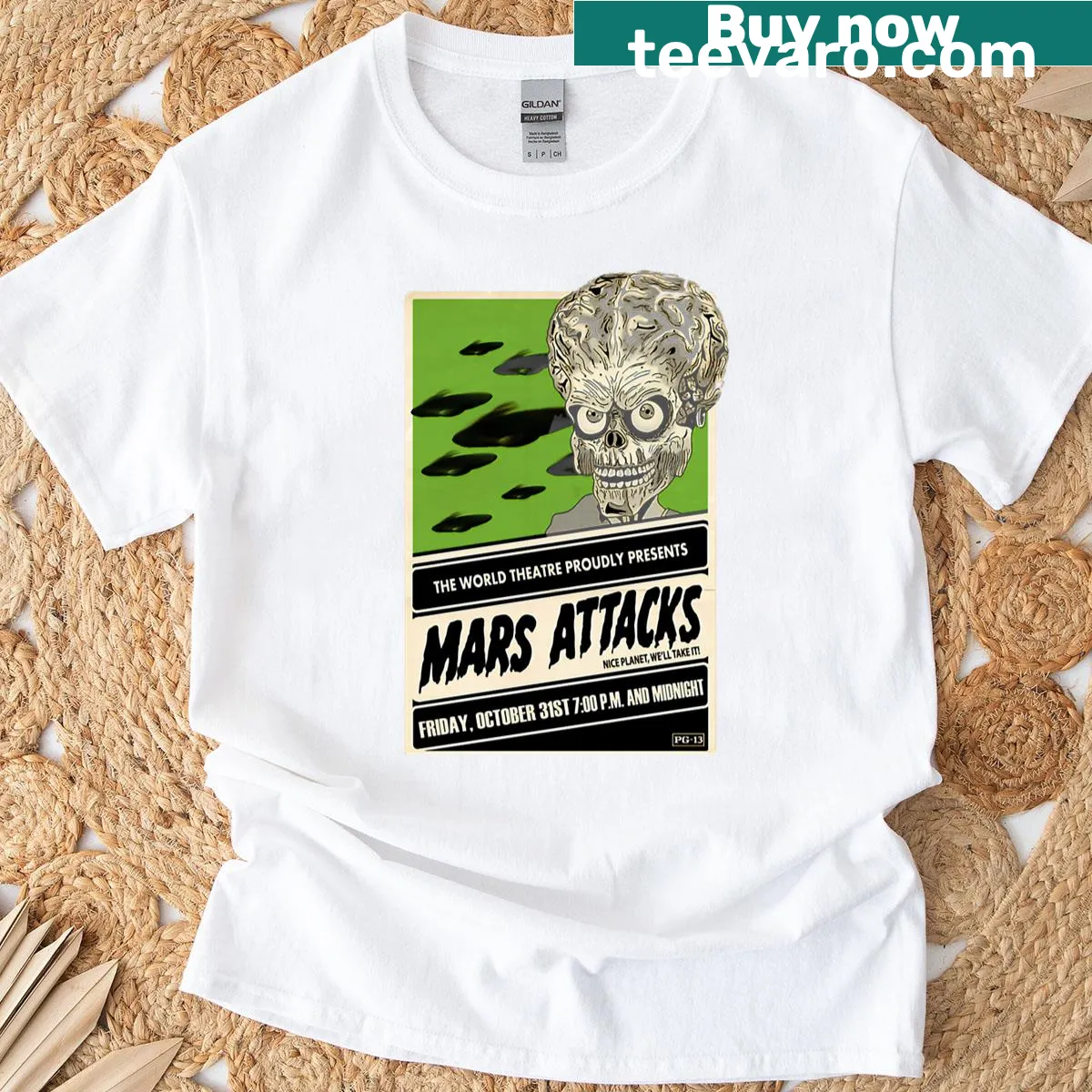 Vintage distressed t-shirt featuring Halloween horror movie logos — on a men's t-shirt