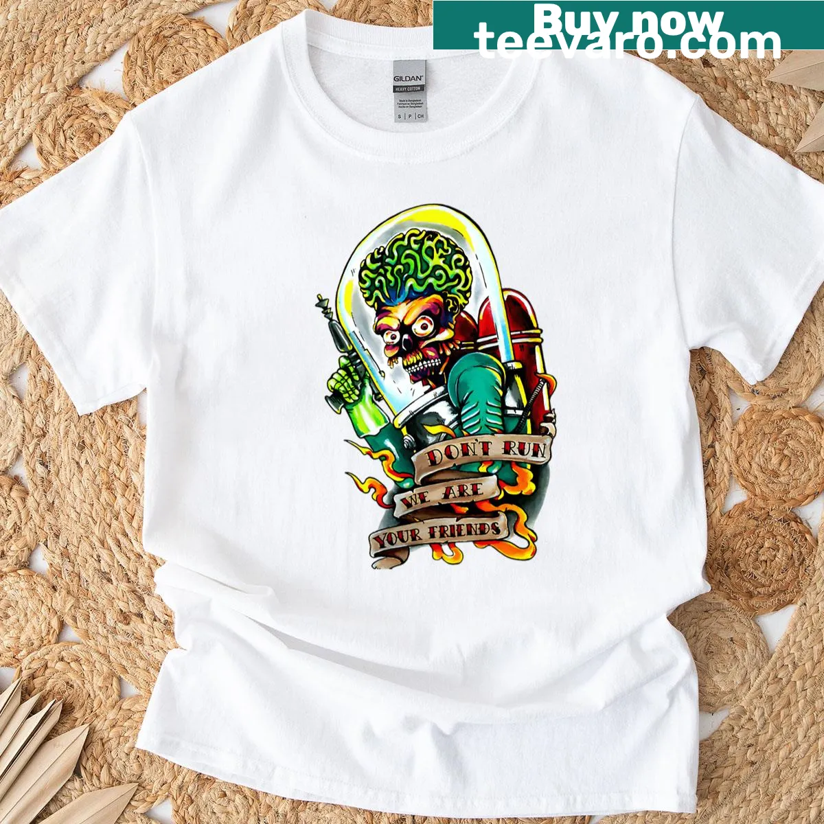 Vintage logo T-shirt featuring classic horror movie design for Halloween. — on a men's t-shirt