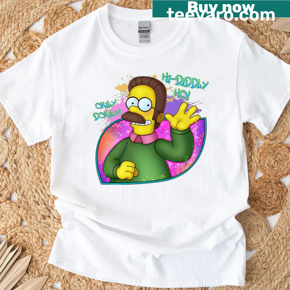 Cartoon-style vintage tee with funny family movie graphics — on a men's t-shirt