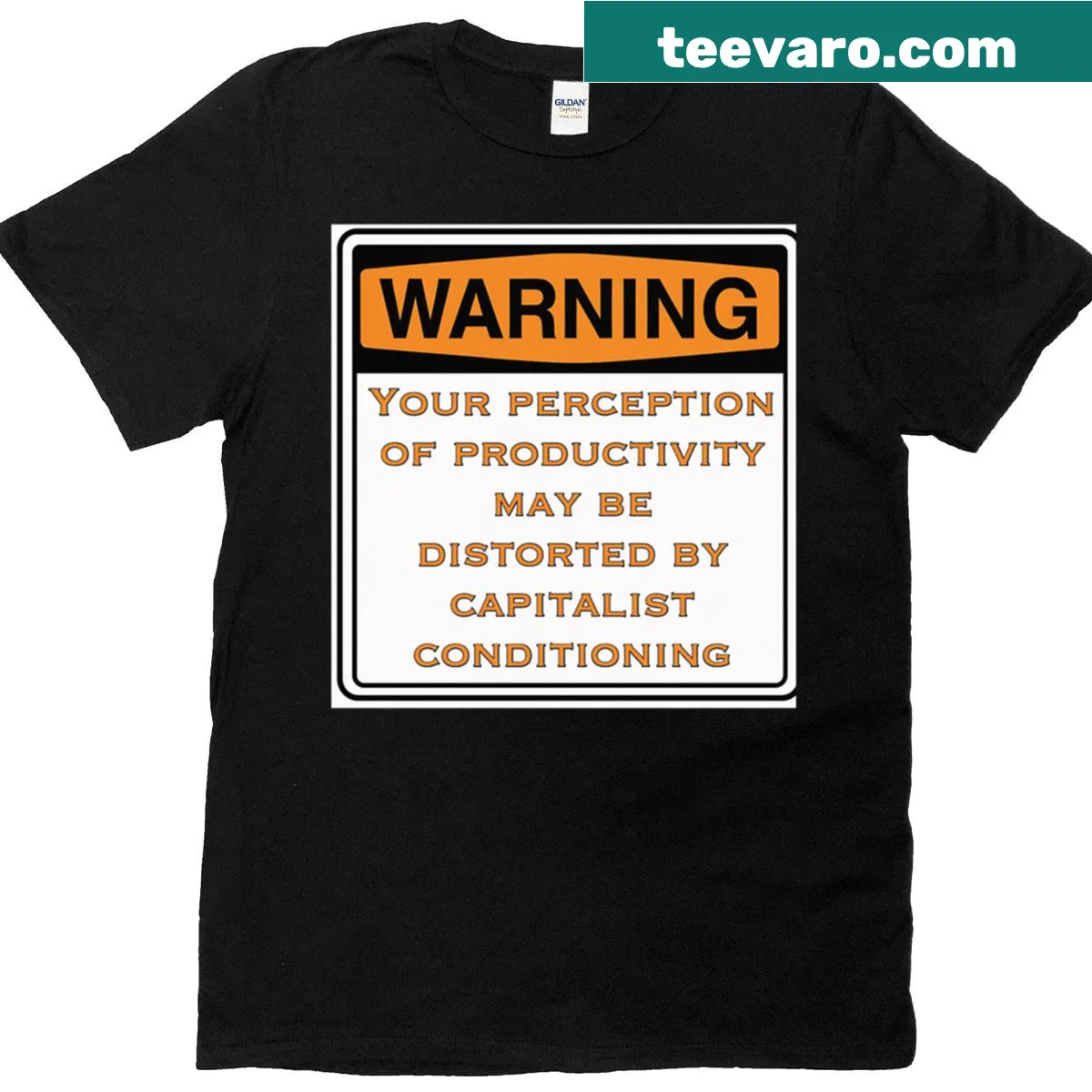 Protest sign design t-shirt about capitalism — on a men's t-shirt