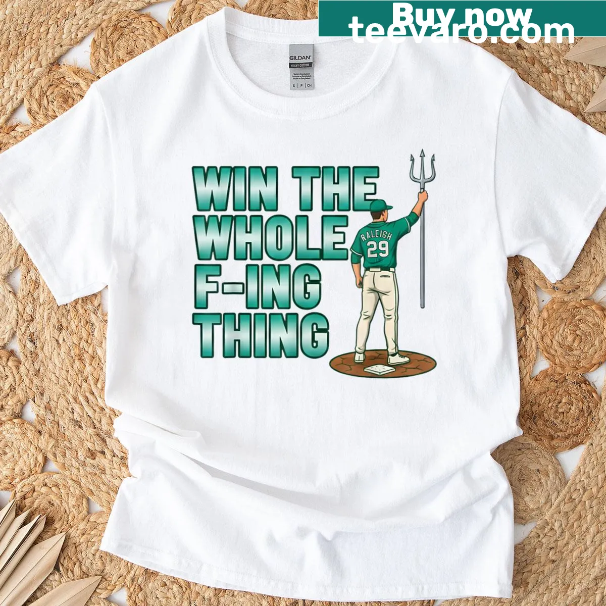 Seattle baseball t-shirt featuring Cal Raleigh and motivational graphic — on a men's t-shirt