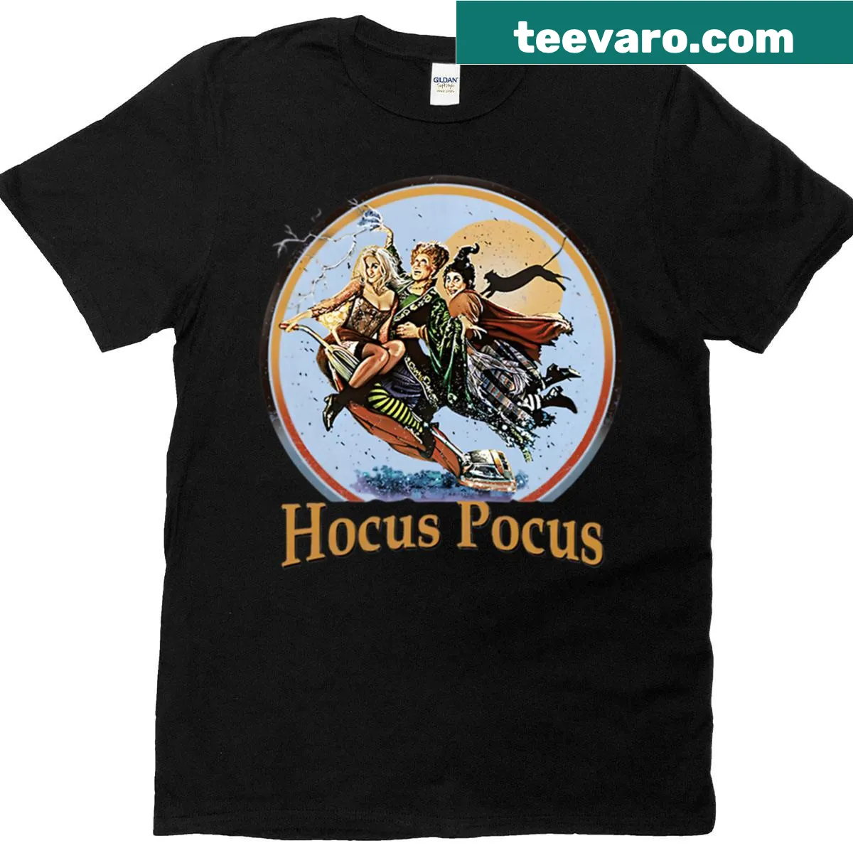 Retro Halloween T-shirt with witchcraft-themed graphics — on a men's t-shirt