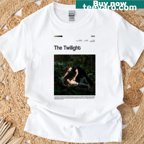 Retro-style t-shirt featuring wolves and vampires in a cinematic design.