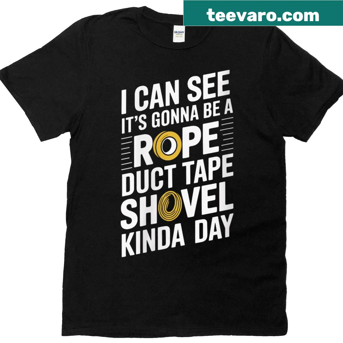 Funny t-shirt with a humorous statement about rope and duct tape — on a men's t-shirt