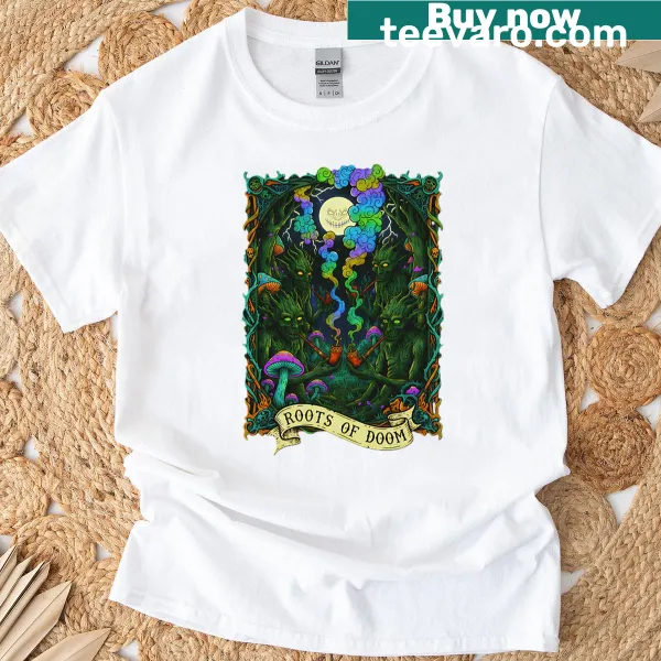Edgy fantasy-themed t-shirt featuring 'Woodland Rites' graphic.