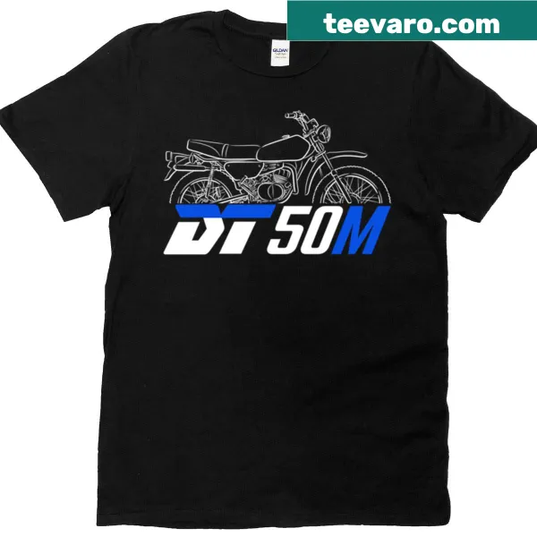 Vintage Yamaha Dt50m motorcycle t-shirt featuring classic bike design