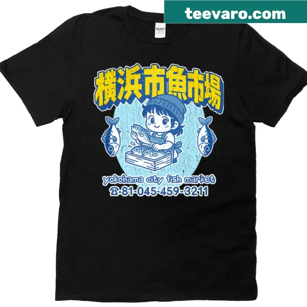 Vintage distressed T-shirt inspired by Yokohama City Fish Market