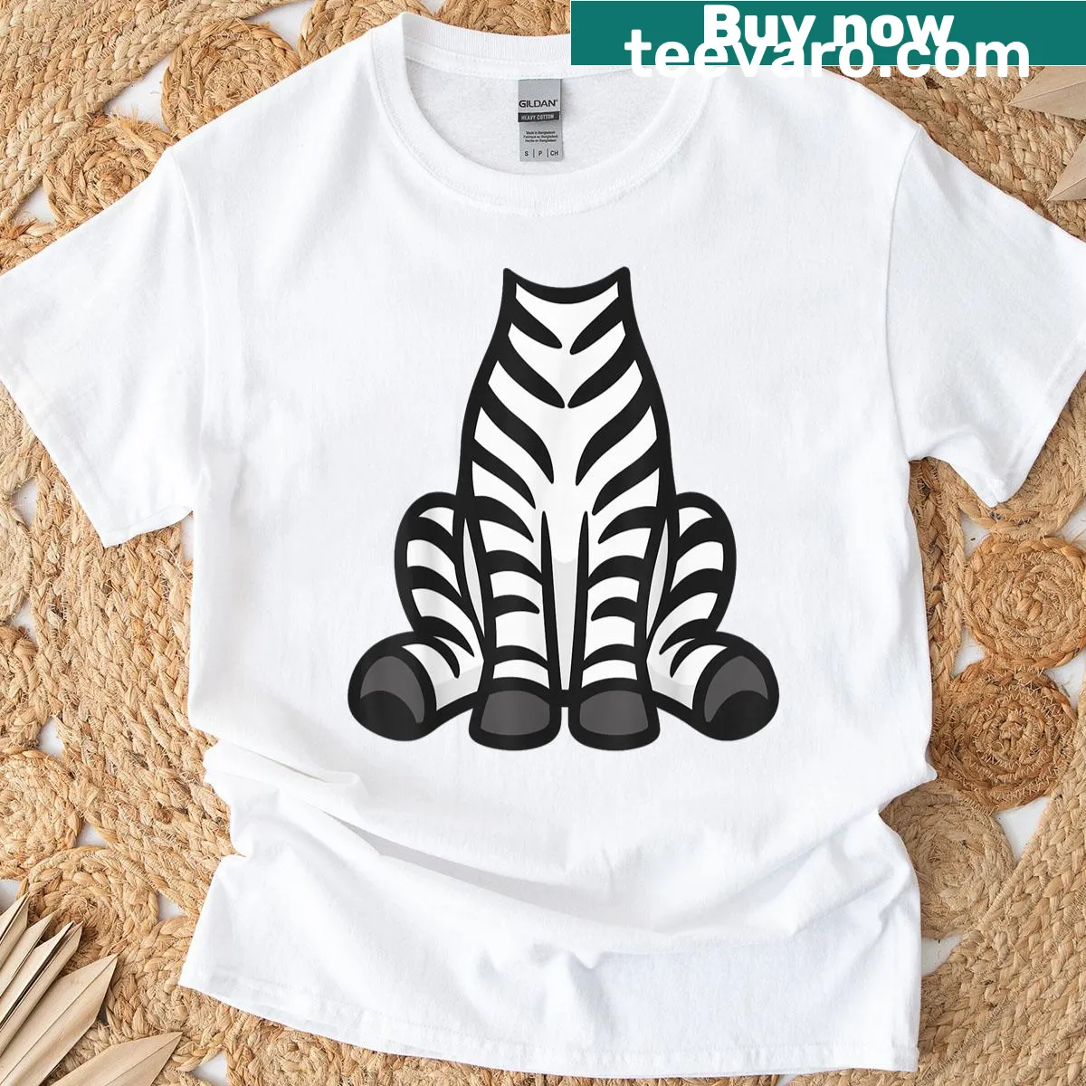 Cartoon zebra costume t-shirt suitable for all ages — on a men's t-shirt