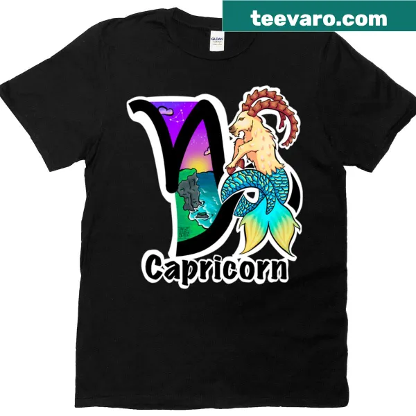 Illustrated Capricorn constellation t-shirt showcasing zodiac sign