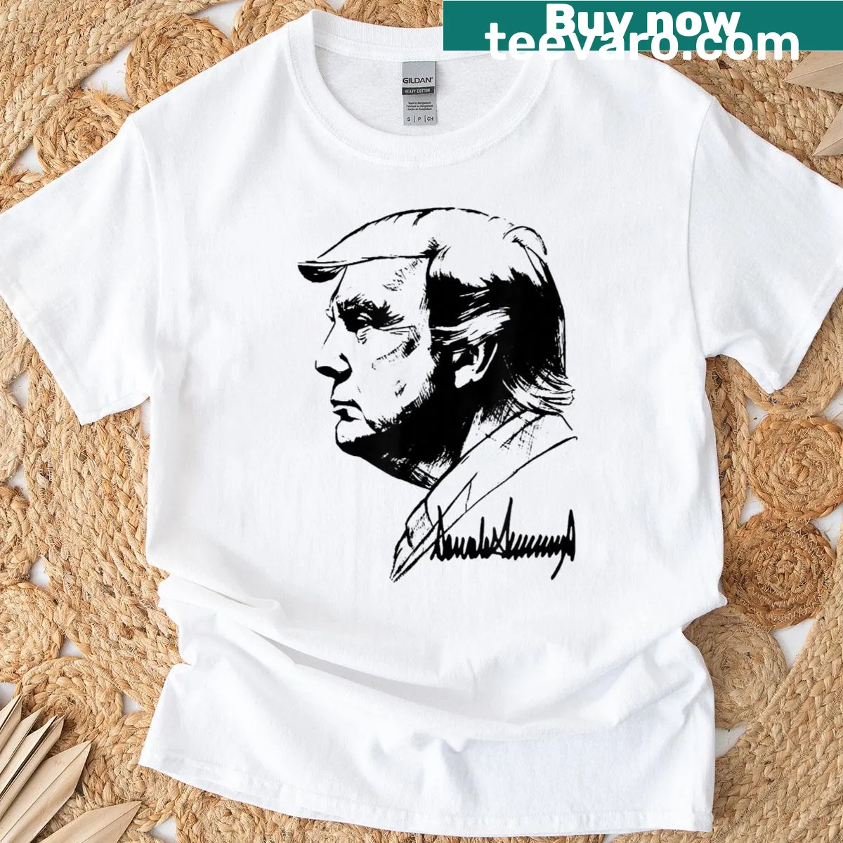 47th President T-shirt featuring signature and 1776 design — on a men's t-shirt