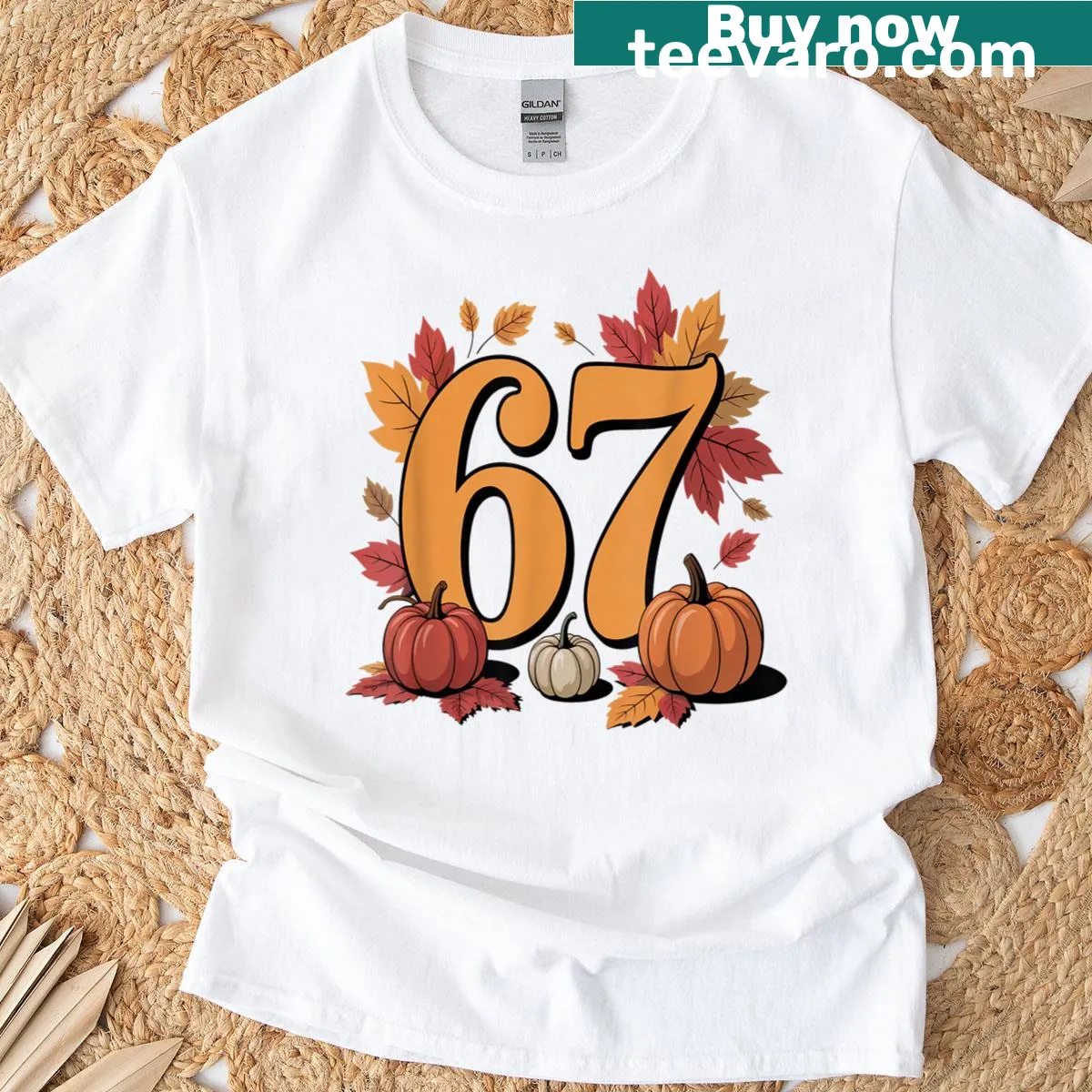 Pumpkin illustration for autumn on a t-shirt — on a men's t-shirt
