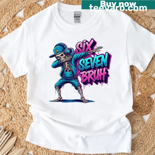 Skeleton design with meme references on a kids' t-shirt