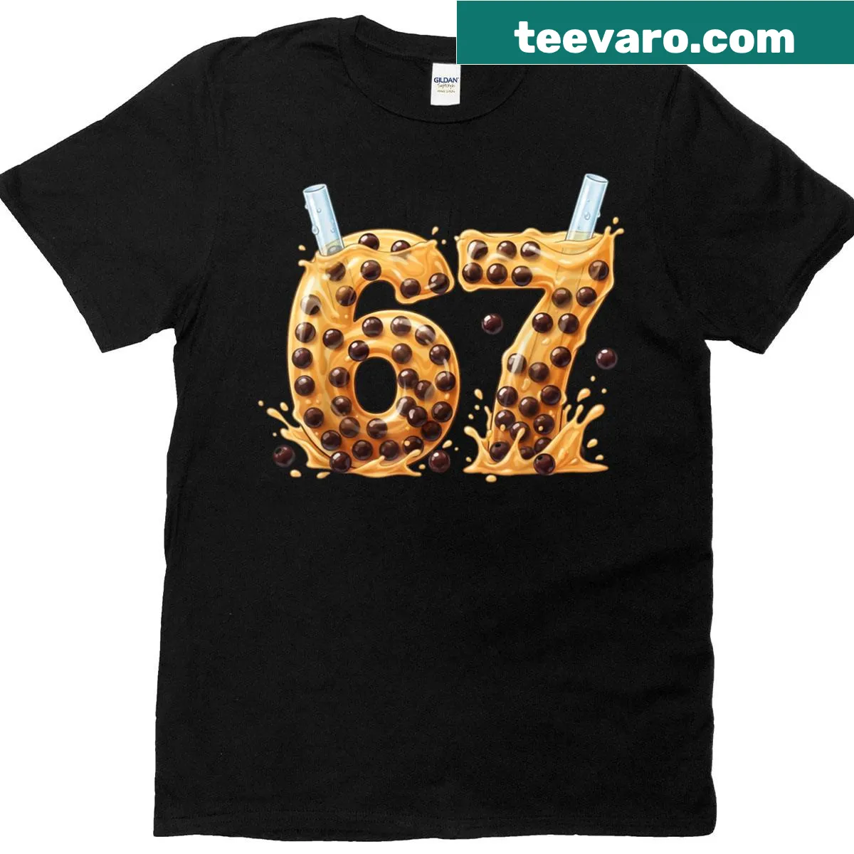 Funny meme design featuring bubble tea splash — on a men's t-shirt