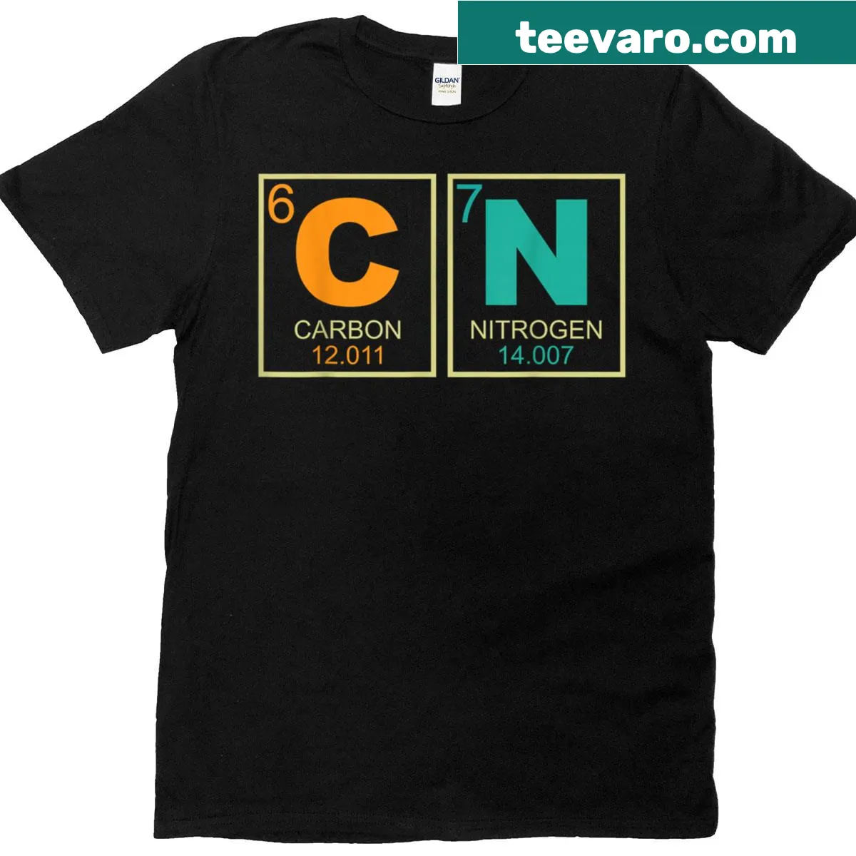 Humorous retro T-shirt featuring a playful periodic table graphic — on a men's t-shirt