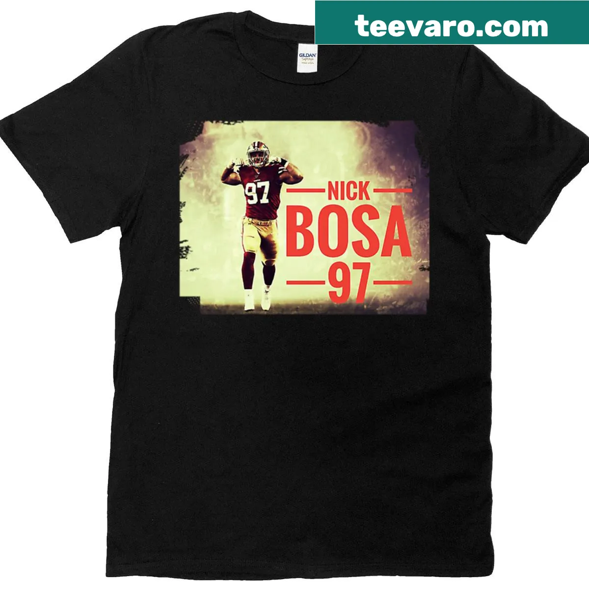 Graphic T-shirt with '97 Player Championship Touchdown' text — on a men's t-shirt