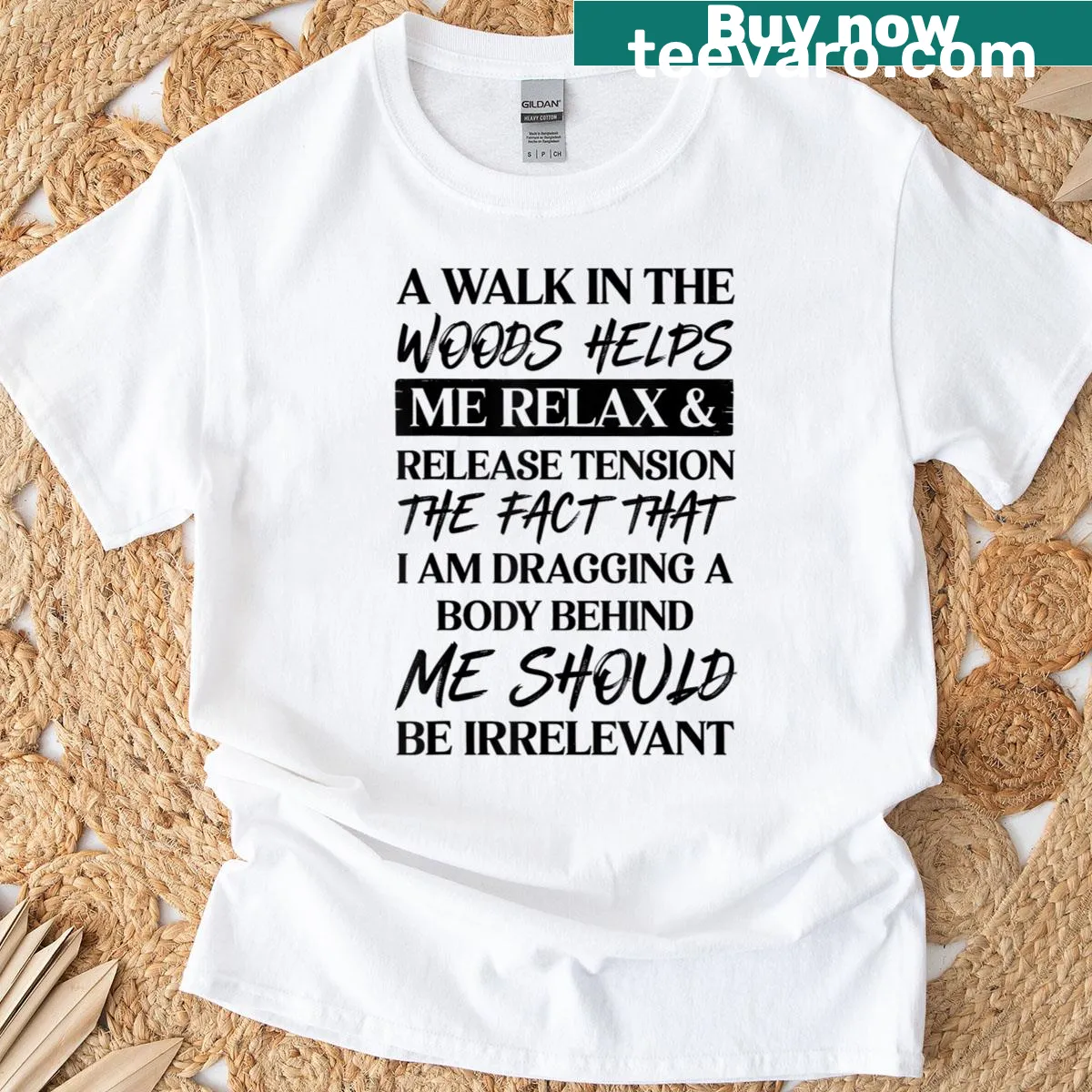 T-shirt with inspirational quote about relaxing in nature — on a men's t-shirt