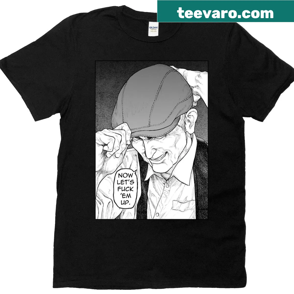 Minimalist silhouette of Sato from Ajin on t-shirt — on a men's t-shirt