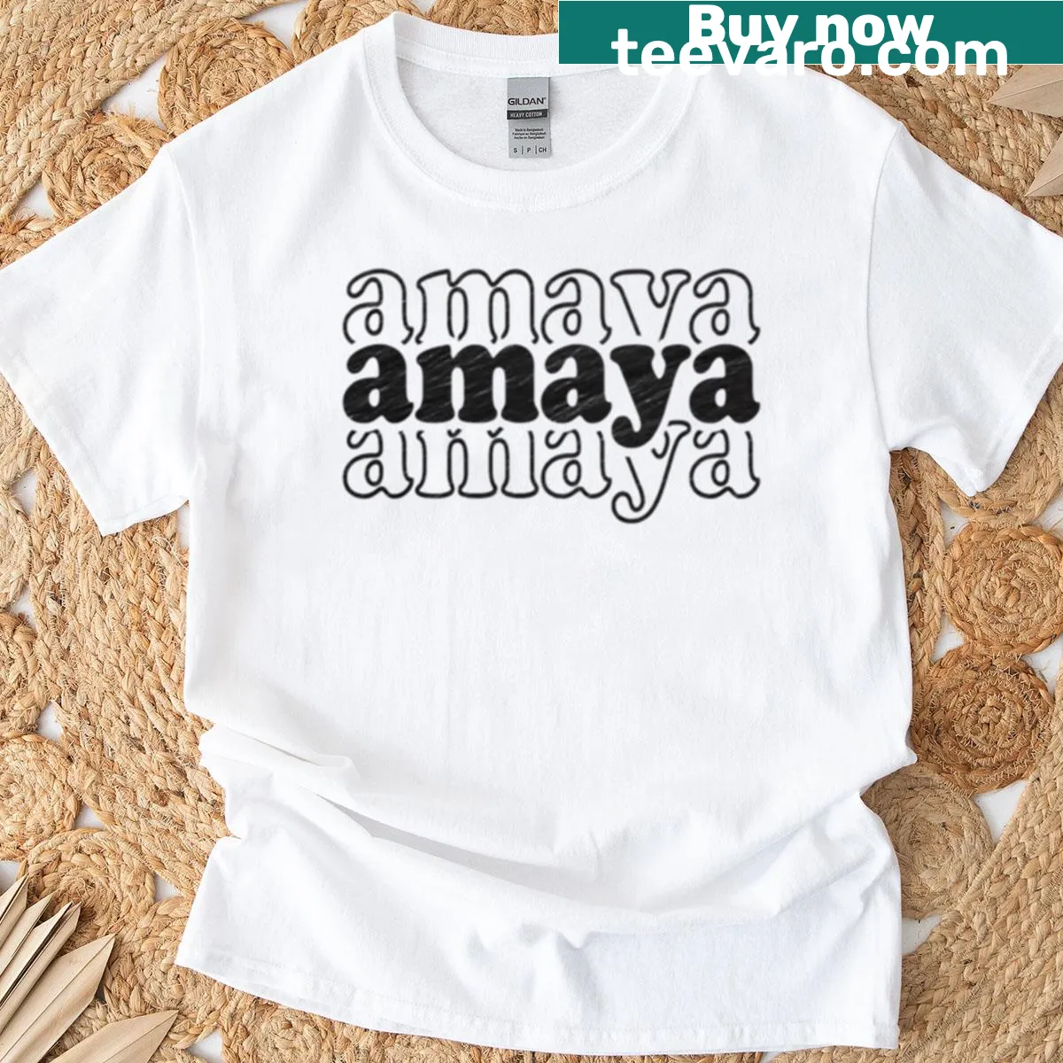 Personalized Amaya name graphic on a t-shirt — on a men's t-shirt