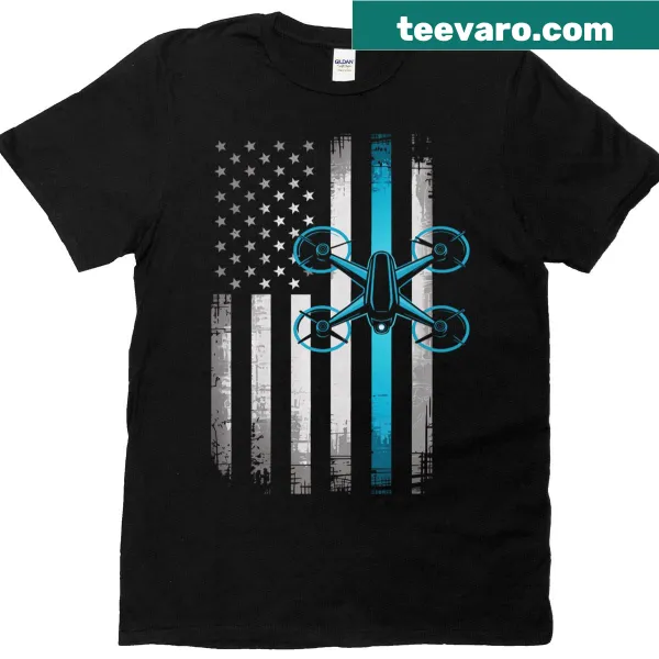 Drone racing themed t-shirt with quadcopter graphic