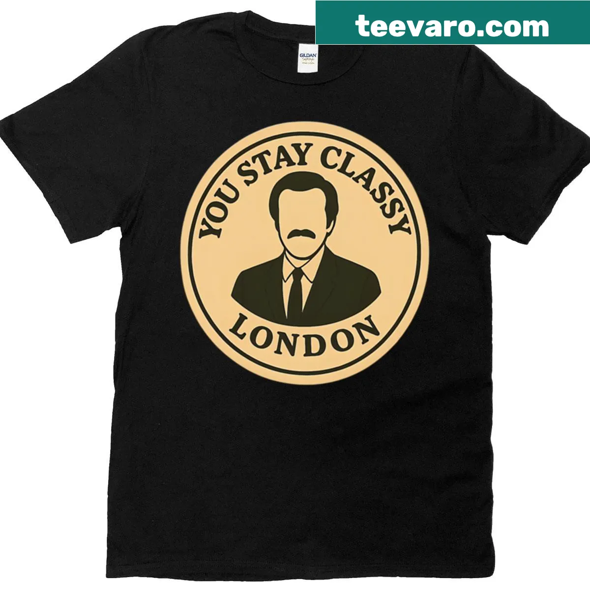 T-shirt featuring retro Canada print inspired by Anchorman — on a men's t-shirt