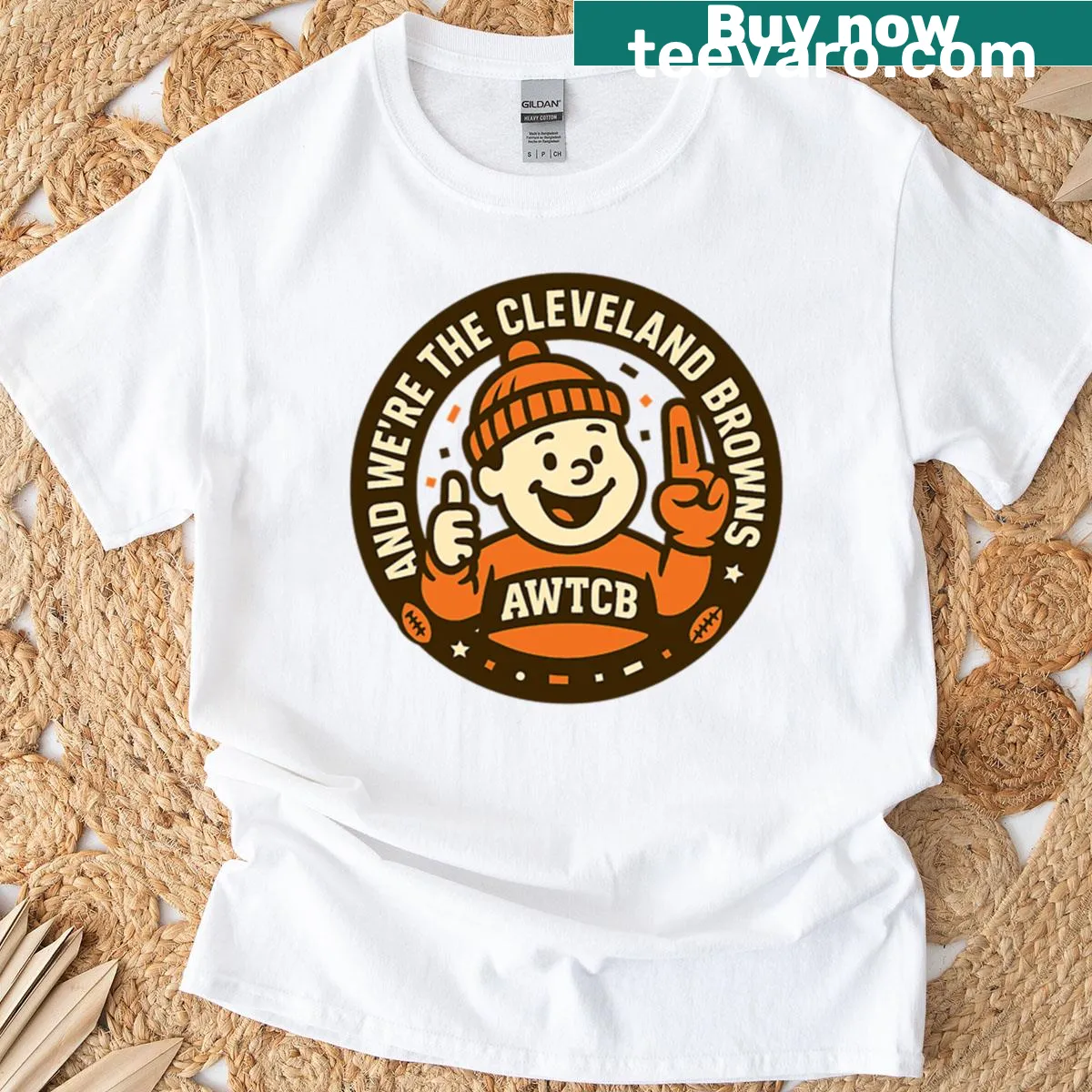 Cleveland Browns seal graphic on a t-shirt — on a men's t-shirt
