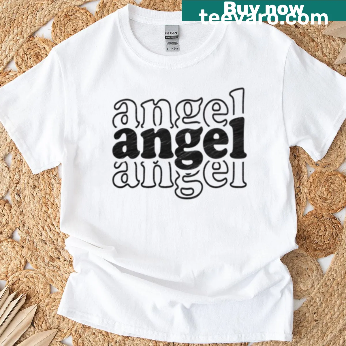 Personalized T-shirt featuring the name Angel in hand-lettered style — on a men's t-shirt